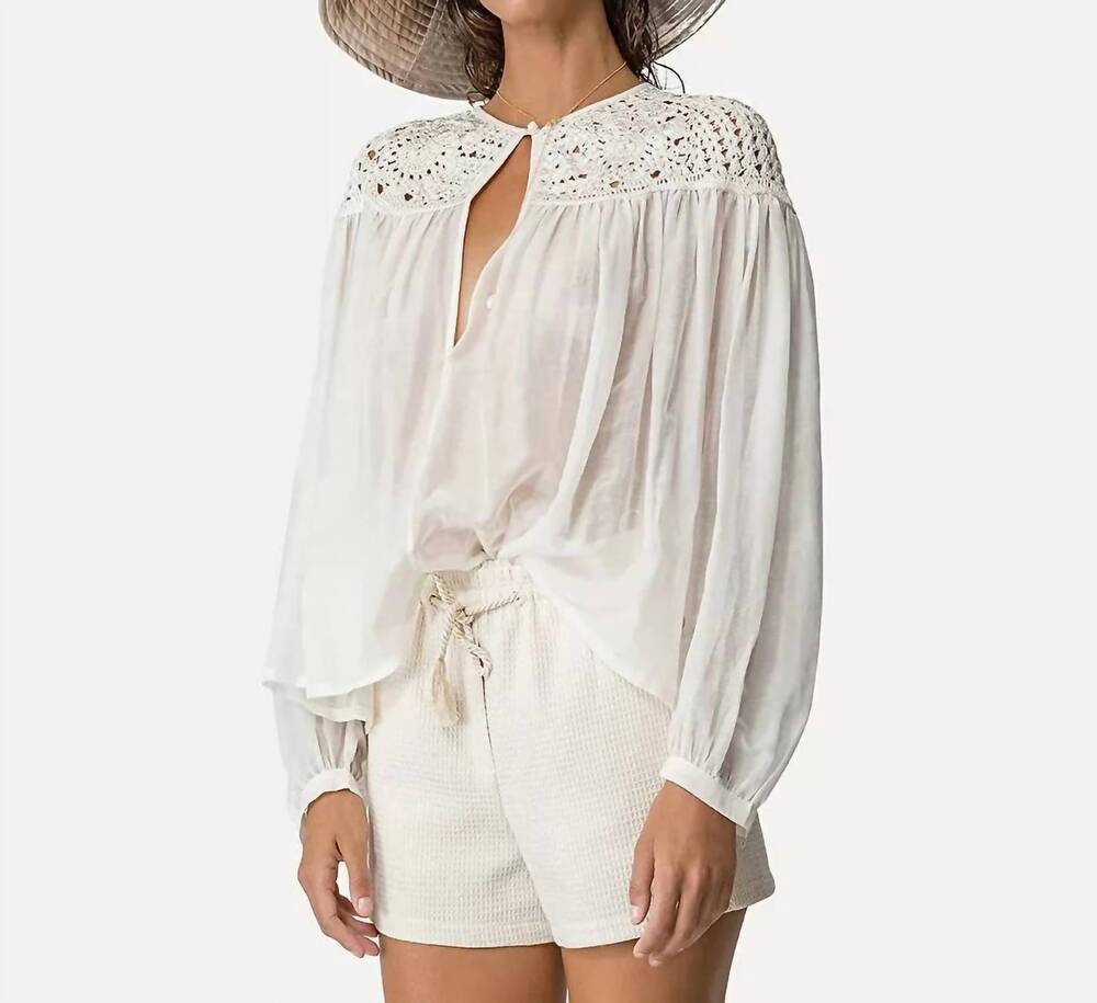 NEW FORTE FORTE cotton silk voile bohemian shirt in white